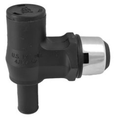 Attwood Fuel Tank Vent, Standard Mount, 5/8" Hose, Stainless Steel, ABYC Standard, Flame-Retardant Plastic, Black, White, Stainless Steel, Attwood Marine, 5/8" Inner Diameter, 3/4" Installation Hole Size, 9/16" Maximum Hull Thickness, Boat Fuel System, Bo