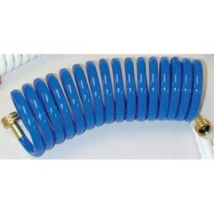 T-H Marine Coiled Washed Down Hose, Straight Nozzle, durable hose, efficient washing, brass fittings, leak-free connection, vibrant blue color, 1/2" diameter, 15' length, pistol grip nozzle, precise control, ergonomic design, cleaning arsenal