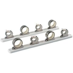 4-Rod Stainless Steel Rod Hanger Rack, fishing rods, high-quality materials, durable, UV-stabilized polyethylene racks, versatile rack, practical storage, finished look, Taco metals, package quantity, accessory, fishing enthusiast.