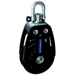 Lewmar 50MM HTX Block, Black, 3/8" Line, Racing Range, Aluminum Side Cheeks, Delrin Ball Bearings, Grub Screw Swivel Head, Working Load Limit 1762 lbs