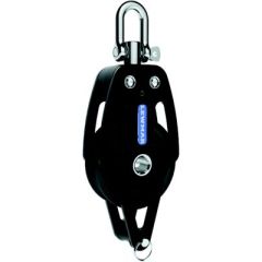 Lewmar 50MM HTX Block, Single with Becket, Black, 3/8" Line, high-quality materials, durability, longevity, reliability, performance, professional sailor, enthusiast, Racing Range, aluminum side cheeks, plain bearing, side thrust delrin ball bearings, gru