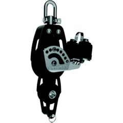 Lewmar 50MM HTX Block, Fiddle with Becket & Cam, Black, 3/8" Line, sailing equipment, Racing Range, modern line technology, aluminum side cheeks, delrin ball bearings, grub screw swivel head locking mechanism, working load limit, sailing experience, durab