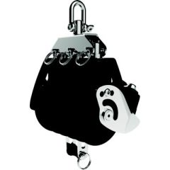 Lewmar 50MM Synchro Block, Triple w/Becket & Cam, Black, 1/4" - 3/8" Line, sailing block, high-performance sailing block