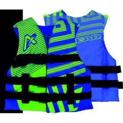 Airhead 3008103ABLLG Child/Youth Trend Vest, Green/Blue, U.S. Coast Guard approved, Type III classification, polyester fabric, side release buckles, Cz watersports, chest size 26"-29", weight range 50-90 lbs, youth, water safety, freedom of movement
