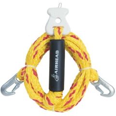 Airhead AHTH2 Heavy Duty Tow Harness, 4 Riders, water sports enthusiasts, thrill-seekers, skiers, wakeboarders, towables, durable, rust-resistant, zinc galvanized, Kwik-Connect, 12 feet length, vibrant colors, boating experience, towing capabilities.