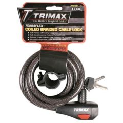 Trimax TKC126 Quadra-Braid Cable Lock, Maximum Security, Quadra-Braid Strength, Self-Coiling Design, PVC Protective Coating, Quick Release Bracket, Superior Security, Sleek Design, Peace of Mind, Upgrade Security