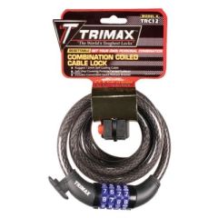 Trimax TRC126 Quadra-Braid Cable Lock, Combination & Quick Release Bracket, Ultimate Security Solution, Unparalleled Strength, Resettable Combination Lock, Personalized Code, Ample Coverage, Soft Self-Coiling, PVC Protective Coating, Quick Release Bracket