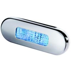 Hella 980869301 Oblong LED Surface Mount Courtesy Lamp, White, Stainless Steel Rim, Step Lighting, Interior Lighting