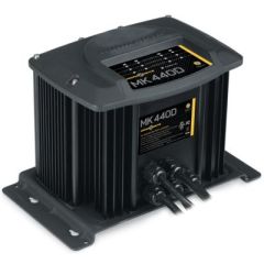 Battery Charger, MK440D 4-Bank 10A, marine charging, multi-stage charging, waterproof construction, corrosion-resistant, safety features, versatile compatibility, FCC compliant, UL listed, Minn Kota, fast charging, battery protection, durability, marine s