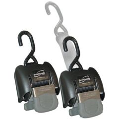 BoatBuckle G2 Retractable Transom Tie-Downs, Stainless Steel, Marine Environments, Ratchet Handle, Self-Retracting, Polyester Webbing, S-Hook, Power Spring, Tensile Strength, Boat Sizes, Transportation, Peace of Mind