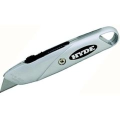 Top Slide Utility Knife, cutting tool, DIY enthusiast, professional tradesperson, precision, versatile tool, durable design, die cast zinc alloy, heavy-duty blade, Hyde tools, quality, reliability, exceptional results, toolkit, cutting performance.