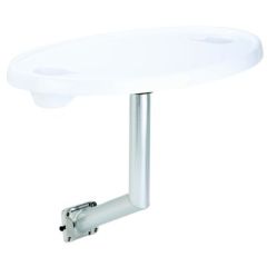 Oval Acrylic Table, Side Mount, Garelick, anodized aluminum, durable, modern design, high-quality materials, statement piece, sophisticated, practical features, reliable surface, elegant, sleek finish, convenient storage, easy installation, stable, versat