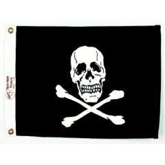 12" x 18" Jolly Roger Flag, pirate enthusiasts, Perma-print nylon, adventure, brass grommets, swashbuckling charm
