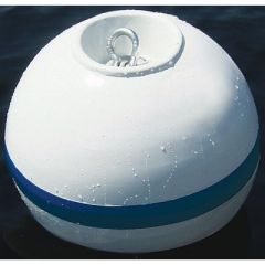 Taylor Sur-Moor Shackle Buoy, White With Blue Reflective Striping, Marine Accessories, Mooring Buoy, Boat Mooring, T3C Mooring Collar, Taylor Buoyancy, Marine Hardware, UV Protection, Water Displacement, Boating Needs