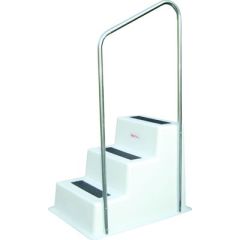 Dock Step Railing, Triple Tread, UV resistant polyethylene, non-slip pad, stable footing, handrails, waterfront property, boating enthusiast