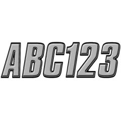 Hardline Series 800 Registration Kit, Block Style Solid Body With Bevel Effect, Contrasting Outline, Vehicle Registration Kit, Customizable Decals, Silver/Black Color Combination