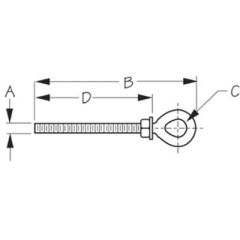Sea-Dog 080708 Eye Bolt, 8mm x 4-3/8", marine hardware, corrosion-resistant stainless steel
