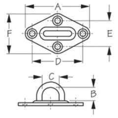 Sea-Dog 089603 Diamond Eye Plate, 3-3/16", attachment point, boating accessories