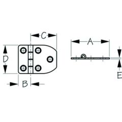 Sea-Dog 2010201 Stainless Door Hinge, Short Side Door Hinge