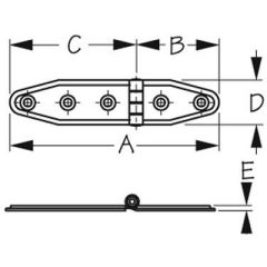 Stainless Strap Hinge, Surface Mounting