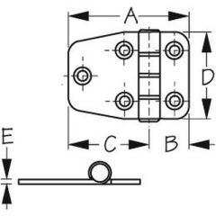Sea-Dog 2015101 Stainless Door Hinge, Short Side Door Hinge