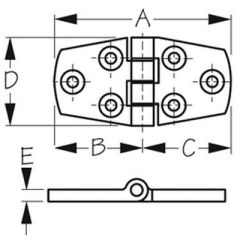 Sea-Dog 205420 Door Hinge, Stainless Steel, Corrosion-Resistant, Investment Cast, 316 Stainless Steel, FH Fasteners, 4-1/8" x 1-1/2", 10 FH Fastener Size