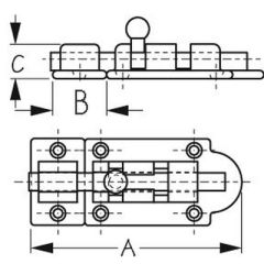 Barrel Bolt, Chrome Plated Brass