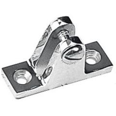Deck Hinge Angled SS, Bimini top applications, corrosion-resistant stainless steel, angled design, marine environments, slanted surfaces, professional installation, stable connection, Sea-dog line, marine accessories, boat upgrade, quality performance.