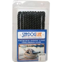 Sea Dog 301112025BK1, Premium Twisted Three-Strand Nylon Dock Line
