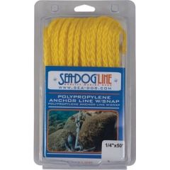 Sea Dog Hollow Braid Poly-Pro Anchor Line, Steel Snap, Premium Multi-Filament Polypropylene, Plated Steel Snap, Easy-to-Dispense Spool, Sea-dog Line, 3/8", 75'