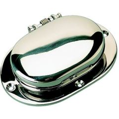 Sea-Dog 321806 Stainless Hinged Chain Deck Pipe, Euro Style, durable investment cast 316 stainless, sleek design, polished finish, compact size, hinged mechanism, secure installation, marine conditions, reliable performance, boat accessory, Sea-Dog line.