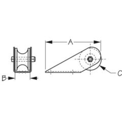 SeaDog 328052 Unpolished Short Bow Roller, 1" Max Rope Diameter