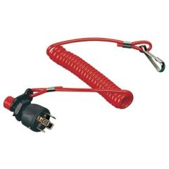 Safety Kill Switch, Universal, marine emergency cut-off device, boat, personal watercraft, ignition kill, magneto kill, weatherproof, injection molded nylon, Delrin, durability, longevity, brass terminals, lanyard, mounting hole, vessel, panel thickness, 