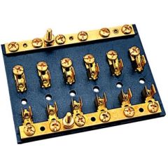 Bakelite Fuse/Terminal Block, 6 Gang, circuit distribution, Sea-dog line, AGC Fuse, brass fuse clips, grounding terminal bar, wiring needs, electrical project, RH fasteners, electrical needs