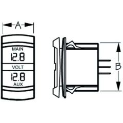 Cobra Dual Voltmeter, Rocker Switch Style, digital LED display, injection molded nylon construction, IP65 rating, Sea-dog line, voltage monitoring, battery voltage, vehicle accessories