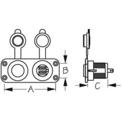 SeaDog 426505 Double USB Panel, Power Socket Panel