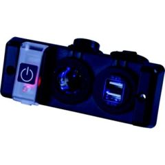 Seadog 426506-1, Double USB Power Socket Panel, Breaker Switch, Charging Solution, Illuminating Breaker Switch, USB Connectors, Power Sockets, 4.8A Output, Dust Cap, Injection Molded Nylon, DC 5V/4.8A, Sea-dog Line, Mounting Screws, Electrical Connectors,