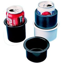 Flush Mount Drink Holder, White, Sea-dog Line, Boating enthusiasts, Outdoor adventurers, Marine products, Beverage needs, Impact resistant, Injection molded ABS construction, Space-saving design, Elegant and functional, 3-5/8" diameter, 3-3/4" hole requir