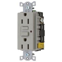 GFCI Duplex Receptacle, Gray, Electrical Protection, Hubbell, NEC Requirements, American Boat and Yacht Council Standard, Durable Construction, Easy Installation, 15A Rating, 125V Capacity, Reliable Protection