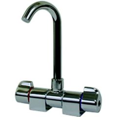 Scandvik 10474P Chrome Plated Brass J Spout Faucet, Folding Mixer