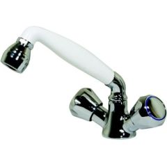 Scandvik 46000 Standard Combo Pull-Out Faucet, White Handle
Shower Handle Without Water Conservation Valve, 5' White Nylon Hose