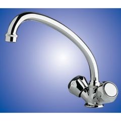 Scandvik 10438 Chrome Plated Brass Galley Mixer, High-Reach Swivel Spout