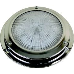 Scandvik LED Dome Light, 6-5/8", stainless steel, prismatic glass lens, energy-efficient, side-mounted switch, durable construction, versatile lighting, sophisticated design