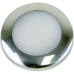 Scandvik 41671P S3 Surface Mount LED Downlight, Stainless Bezel  
Warm White, Blue, 316 Stainless Steel Trim, 3-Wire Connection, Cool White Temperature, 5500-6300K, 30 LED Lights, Luminosity 228 Lumens, IP67 Rating, Compact Design