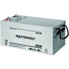 Mastervolt 62002700 12V AGM Battery, Group 8D, energy storage, maintenance-free, high-current systems, exceptional performance, glass-fibre technology, versatile installation, two-year warranty.