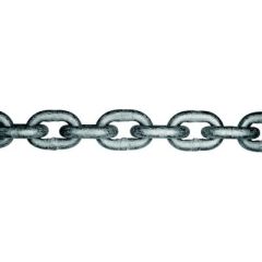 Grade 30 Proof Coil Hot Dip Galvanized Chain, 5/16" x 550' Drum, Martyr anodes, ISO short pitch link, low carbon steel, corrosion protection, indoor and outdoor use, 1-year warranty, heavy loads, exclusive item, Martyr anodes, durability, reliability, anc