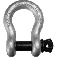 High Strength Galvanized Bow Shackle, 7/8", heavy-duty needs, high-quality materials, hot dip galvanized finish, 30% increase in strength, black colored pin, federal specification RR-C-271 Type IV Grade B, working load limit, Martyr anodes, 1-year warrant