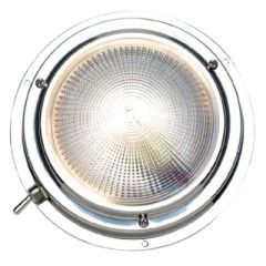 Seachoice Polished Stainless Steel, Bright White Dome Light, marine accessories, stainless steel, cabin light, festoon clear pattern glass lens, toggle switch, 15W/12V, 12V-6 CP bulb, 6 screws, Seachoice, marine electrical systems, style, functionality.