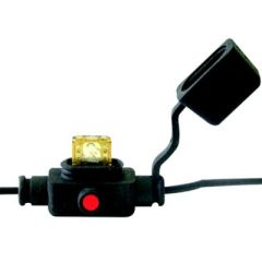 Seachoice 11273 Indicating ATM In-Line Fuse Holder, 20 Amp, 6", 16/2 Gauge Wire, electrical systems, fuse protection, LED Indicator, protective cap, voltage, Seachoice brand, compact size, safety, performance, peace of mind