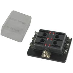 Seachoice 11274 6-Gang Indicating ATC Fuse Panel, LED indicators, weather-resistant cover, marine accessories, electrical system, reliable performance